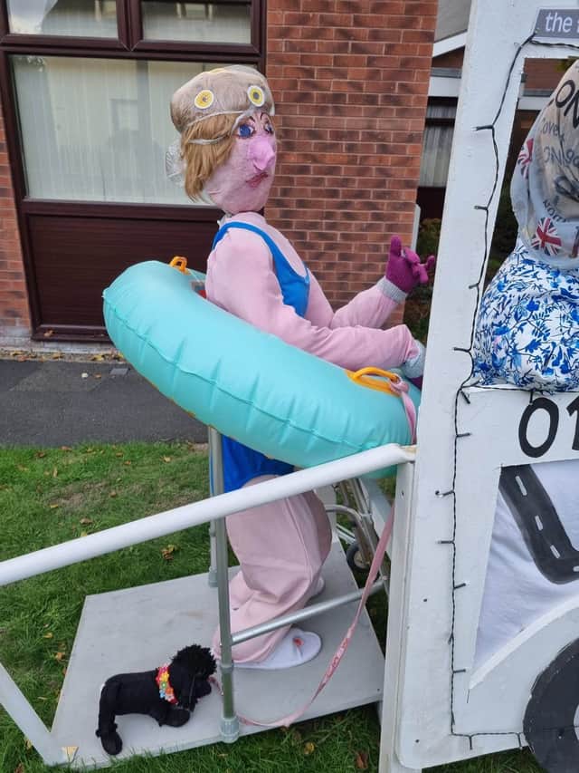 Scarecrow swimmer ready for some exercise at the swimming pool!