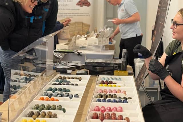 Niamh of Willowbean Chocolate with her filled chocolates