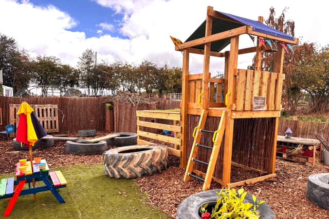The farm has a forest-school play area