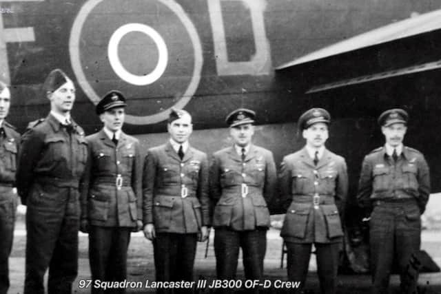 97 Squadron Lancaster with crew, Martin far right