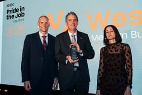 Mark Follos, senior site manager at Lioncourt Homes’ Heritage Walk development in Ironbridge picks up his award