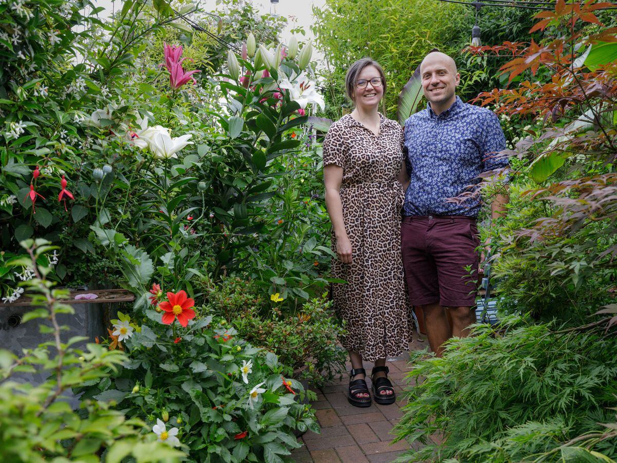 Couple John Butcher, 37 and Sarah Berry, 33, from Market Drayton are among eight households shortlisted in the BBC Gardeners’ World Award. Photo: Neil Hepworth