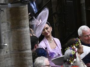 Katy Perry attends the coronation ceremony of King Charles III and Queen Camilla at Westminster Abbey, London