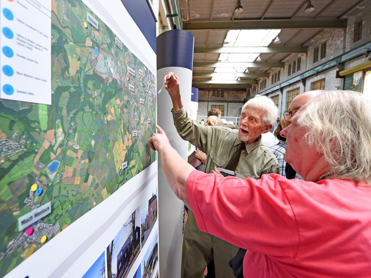 People look at the plans during the public consultation event at Ironbridge Power Station