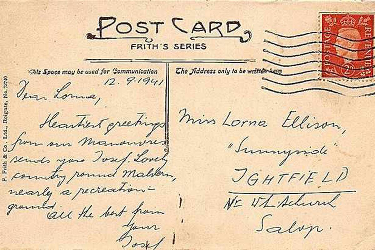 A postcard sent to Lorna by Gabcik