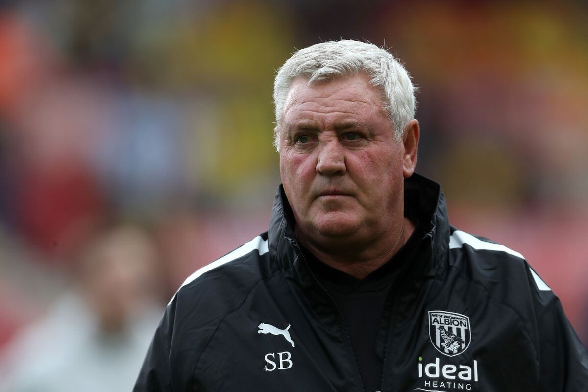 Steve Bruce of West Bromwich Albion during the Sky Bet Championship between Middlesbrough and West Bromwich Albion at Riverside Stadium on July 30, 2022 in Middlesbrough, United Kingdom. (Photo by Adam Fradgley/West Bromwich Albion FC via Getty Images).
