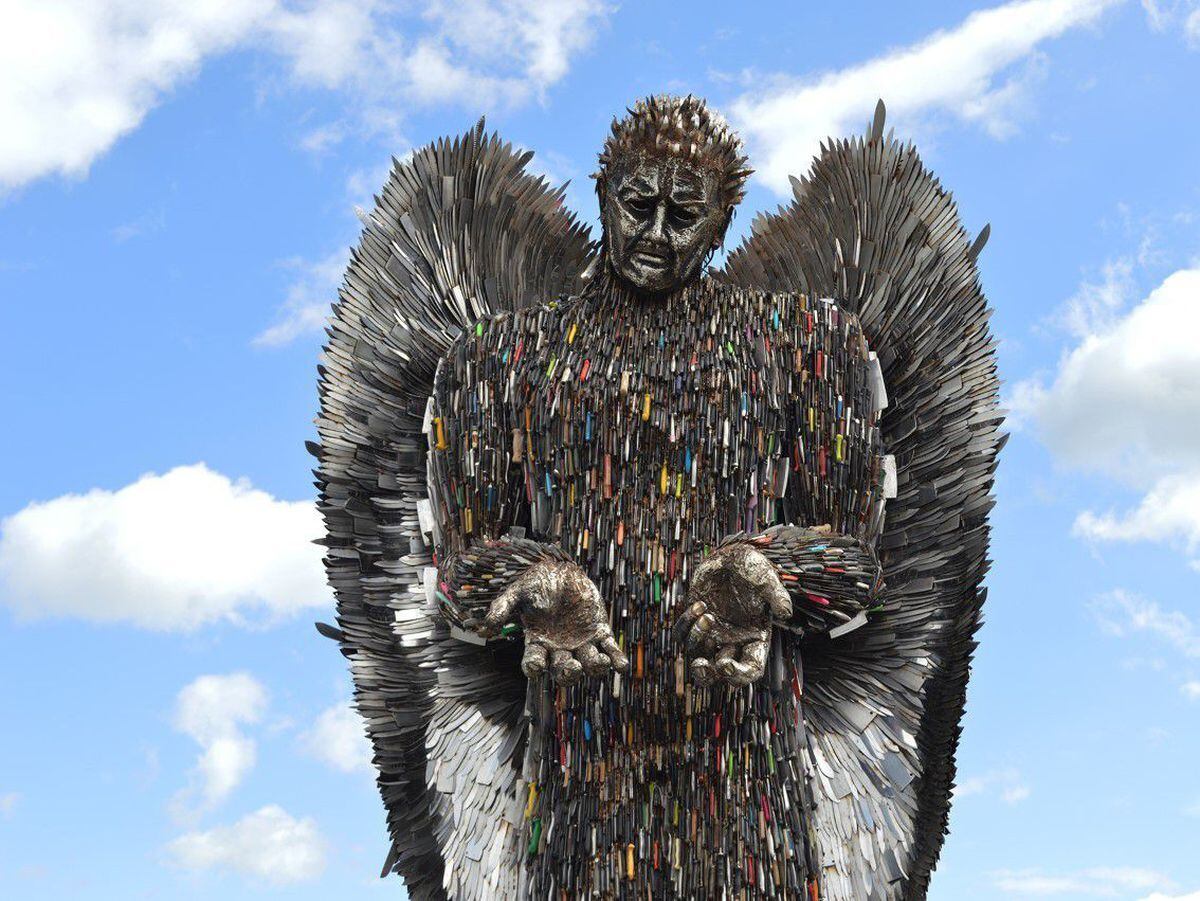 The Knife Angel statue was created in Oswestry