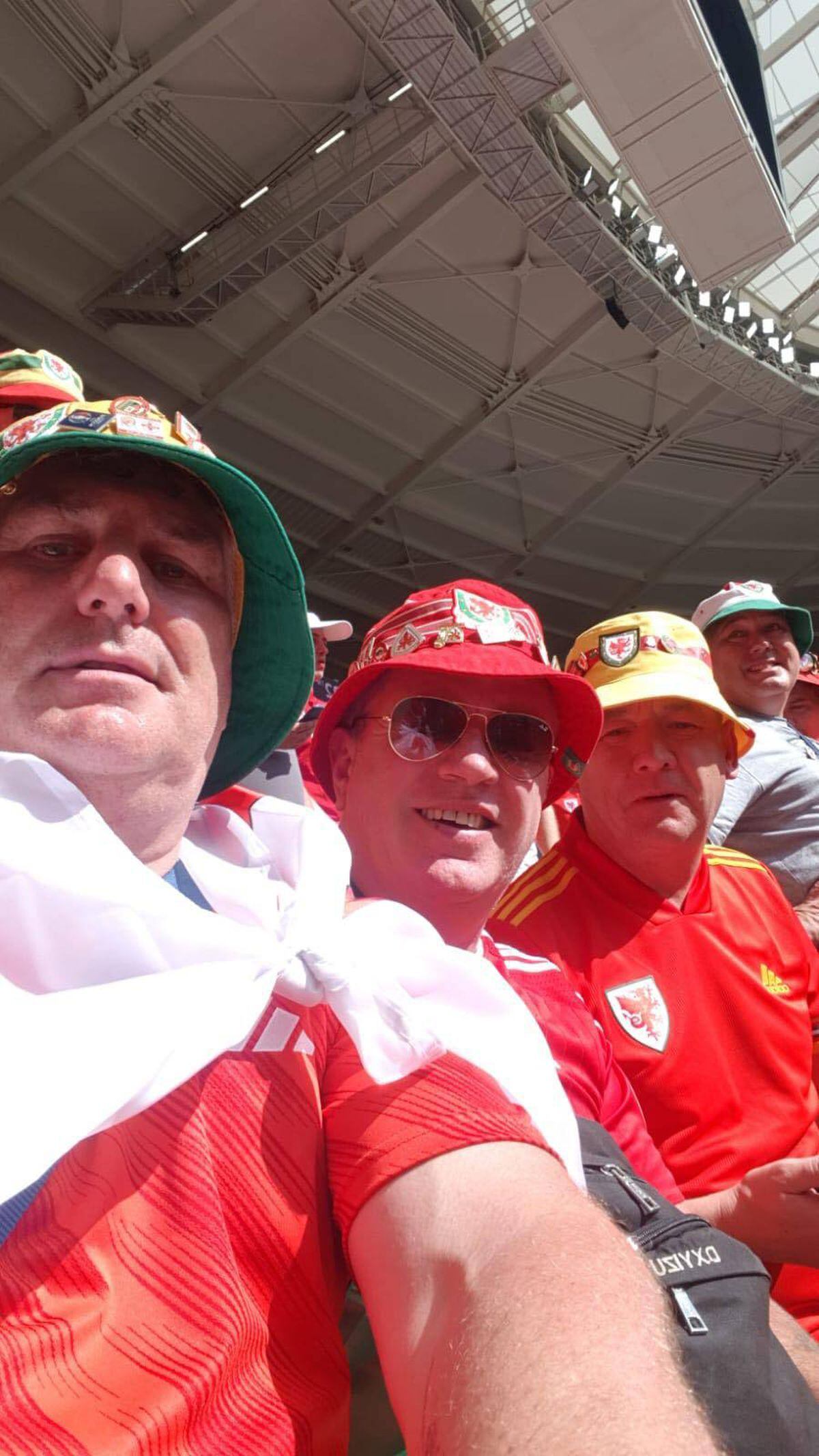 Three of the Chirk fans at the Iran game