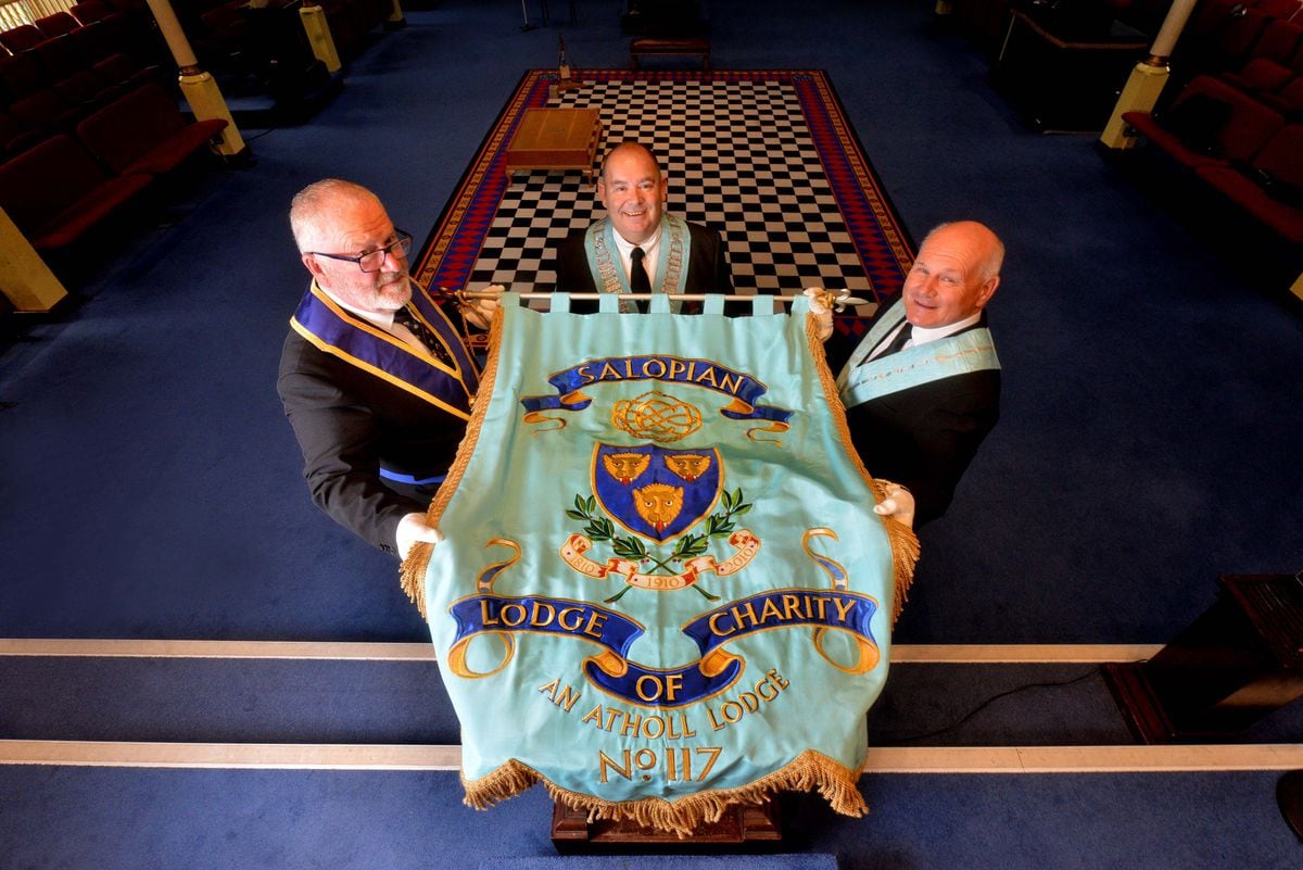 Preparing for an open day at Shrewsbury Masonic Hall are Master Russell Price, Chaplain of the Lodge, David Foulkes, and past Master Shaun Willocks