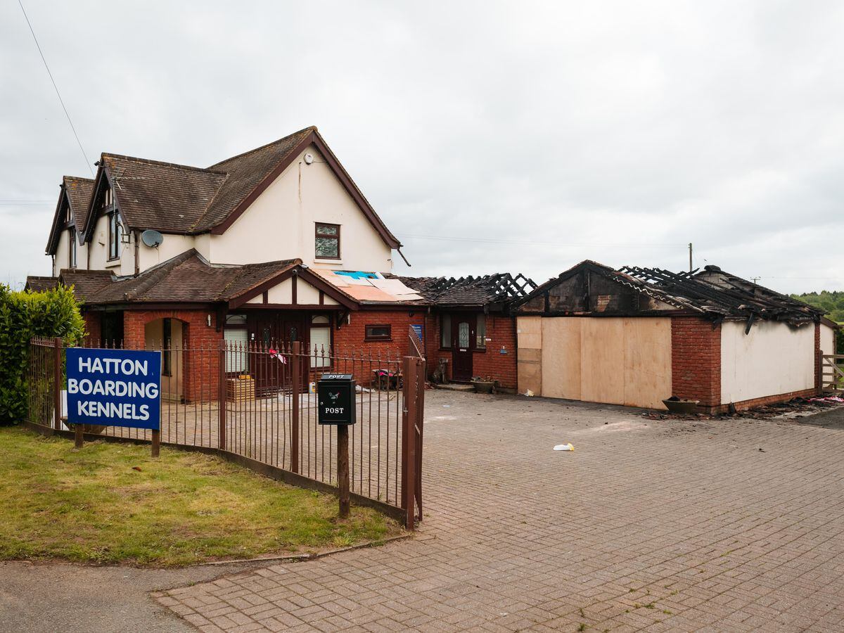 Aftermath of a fire which has taken place at Hatton Boarding Kennels