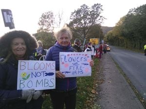 Protests outside the Three Counties Showground at a previous exhibition