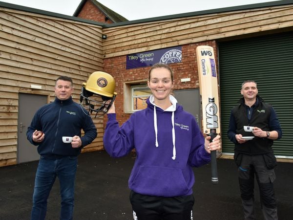 Whitchurch cricketer Eve Jones visits her sponsors, Tilley Green