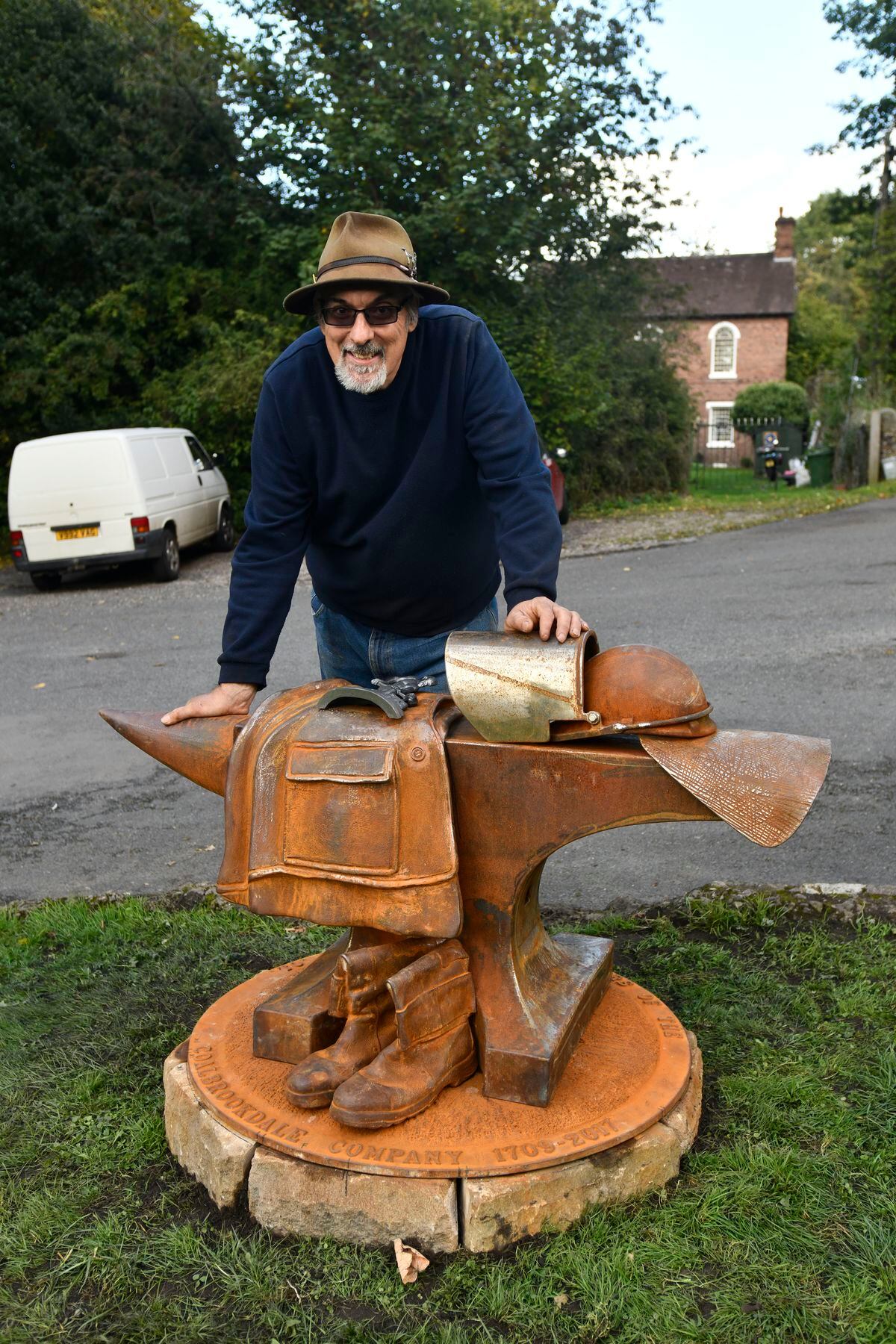 Sculptor Chris Wright installing the sculpture commemorating Men of Iron that worked at Coalbrookdale Foundry at Coke Hearth. Picture: Dave Bagnall