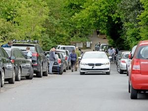 Cars on the approach to the Wrekin in the summer of 2020