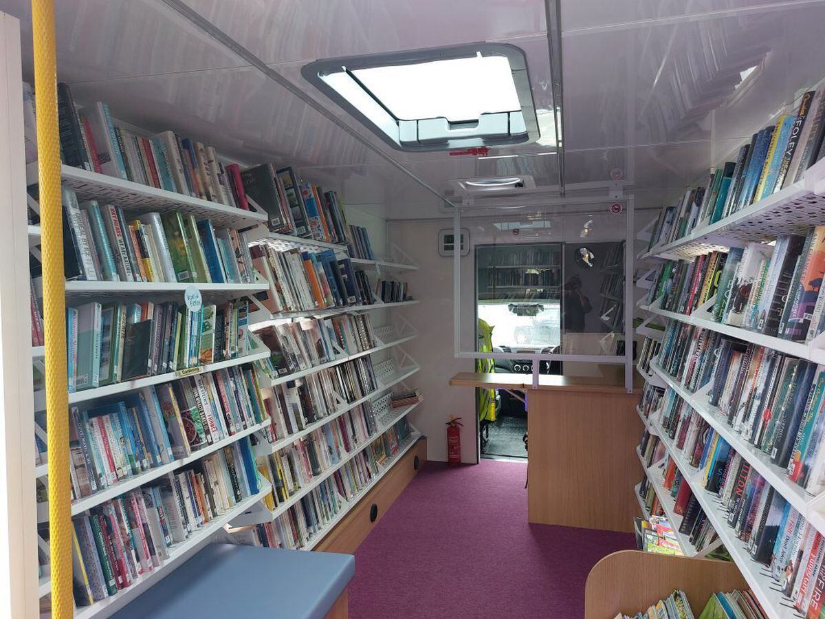 Around 3,500 books are packed into the new mobile library
