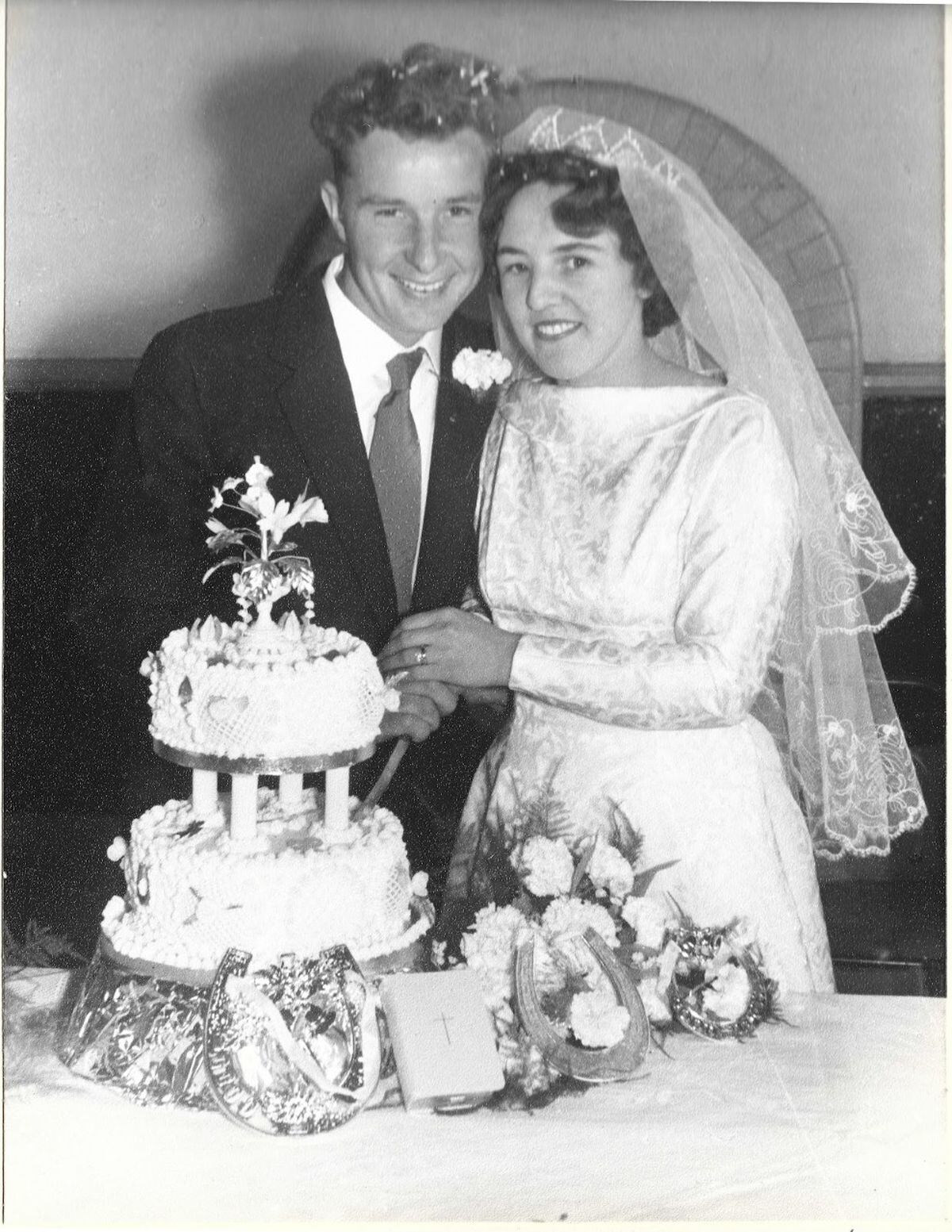 John Atkins on his wedding day to Violet Atkins, they had been married for more than 62 years