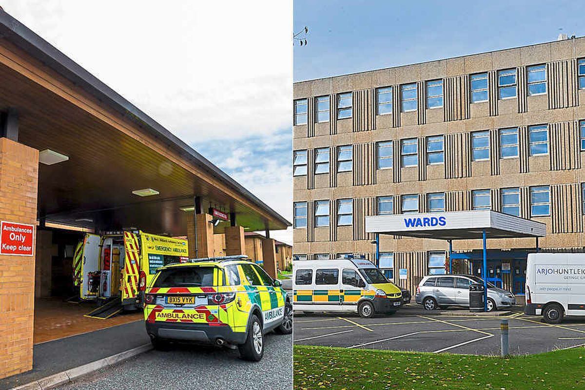 Princess Royal Hospital, Telford, left, and Royal Shrewsbury Hospital