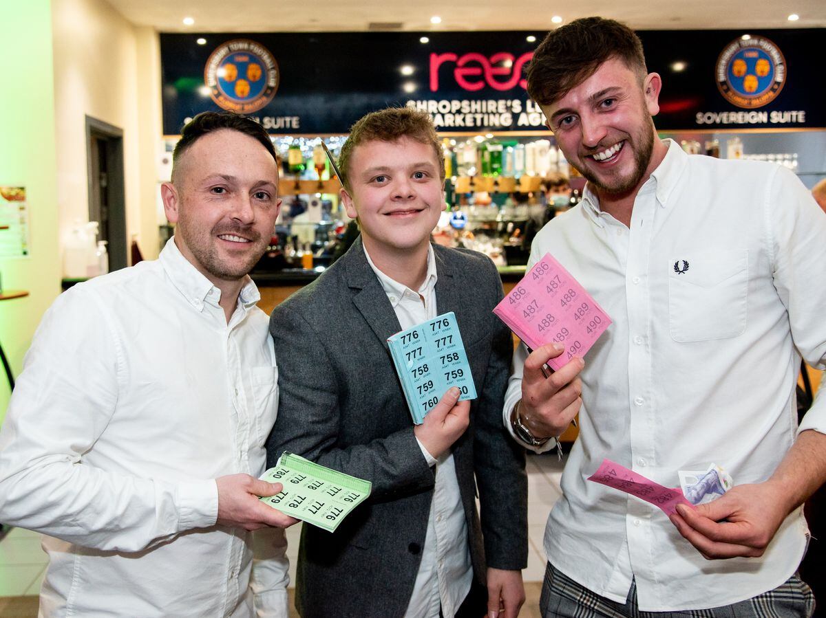 Simon Gough, Josh Tunmore and Jack Mitchell selling tickets at the firm’s year end party