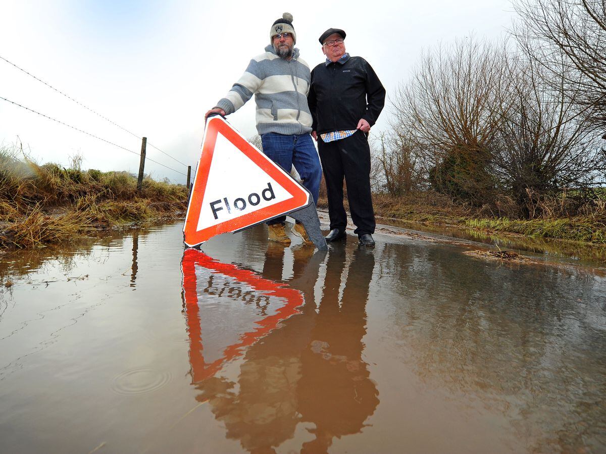 Derek Baldwin and son Andrew are fed up with flooding problems on Chesterton Road, Pattingham
