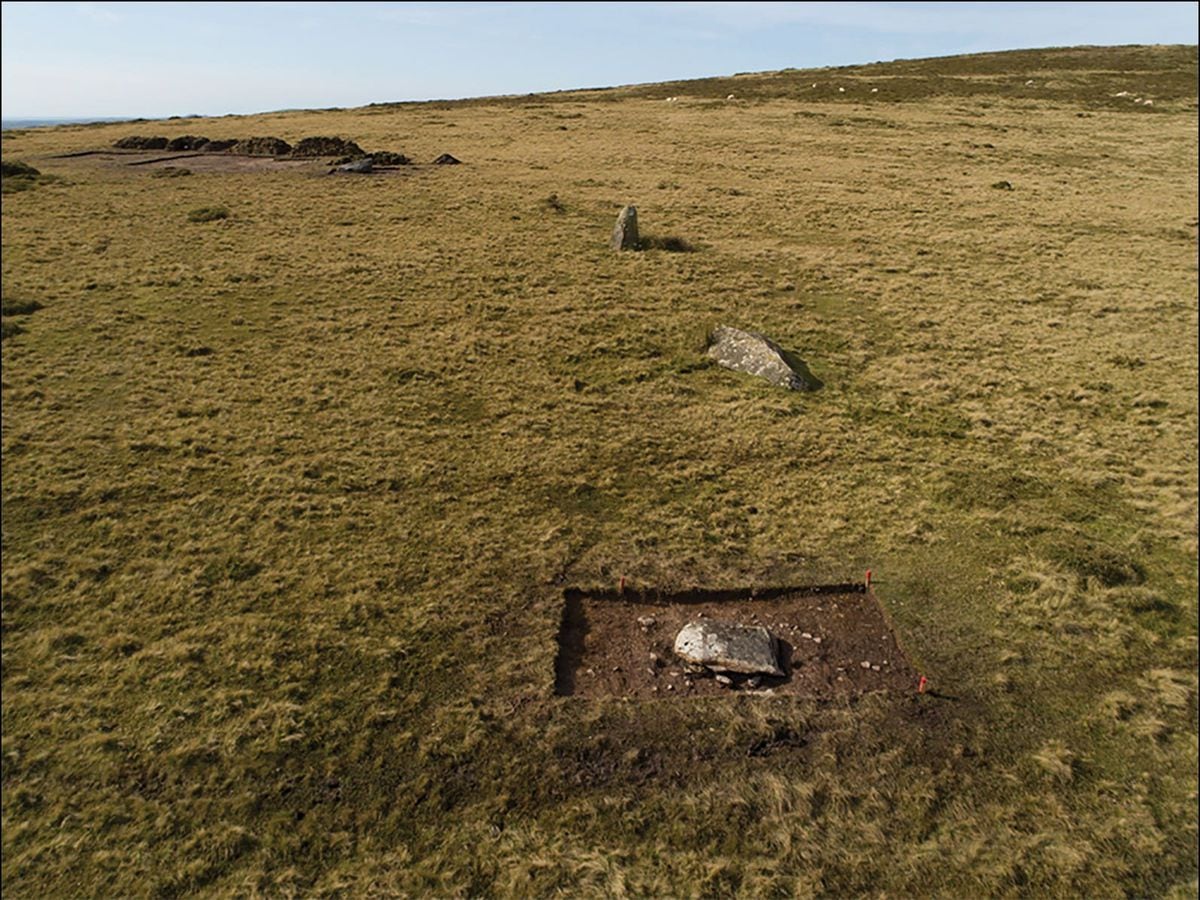 Stone circle remains in the Preseli Hills in Wales