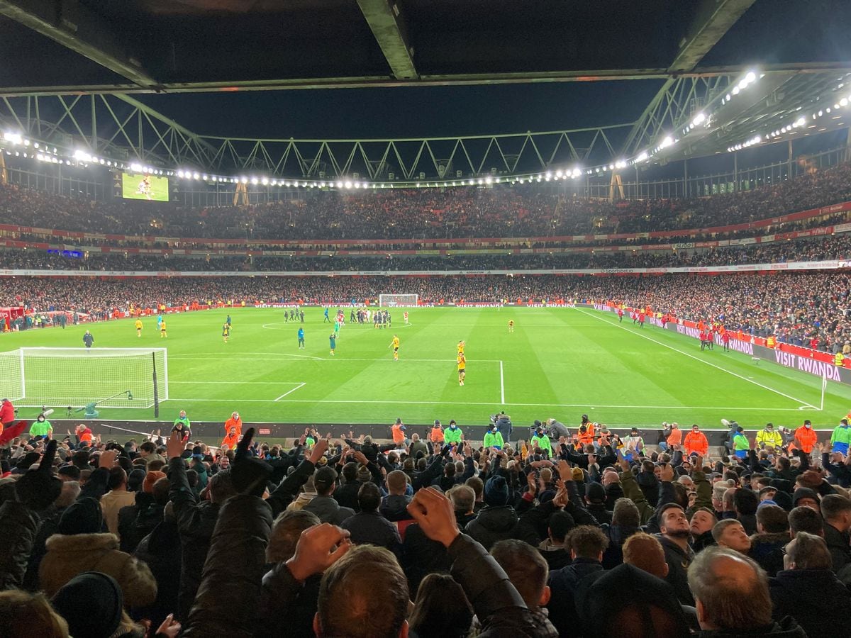 Emirates Stadium in the Wolves end 