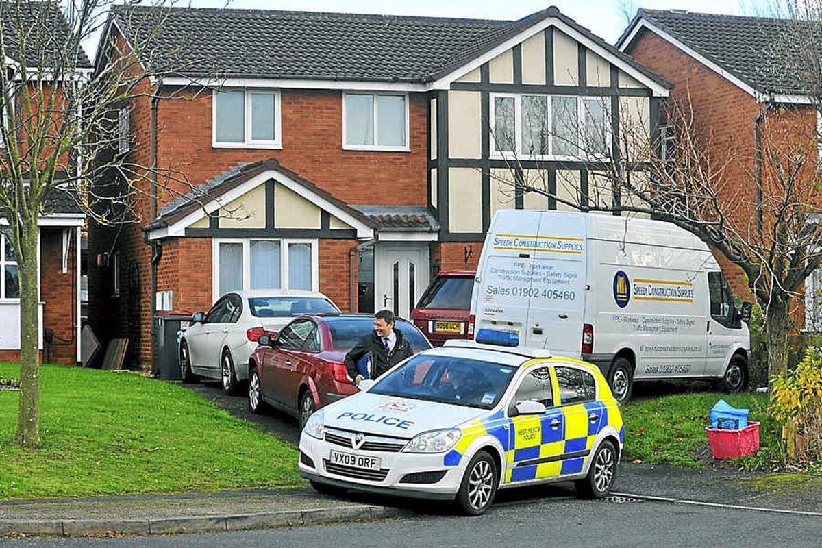 Police at the house in Jasmin Close, The Rock, Telford
