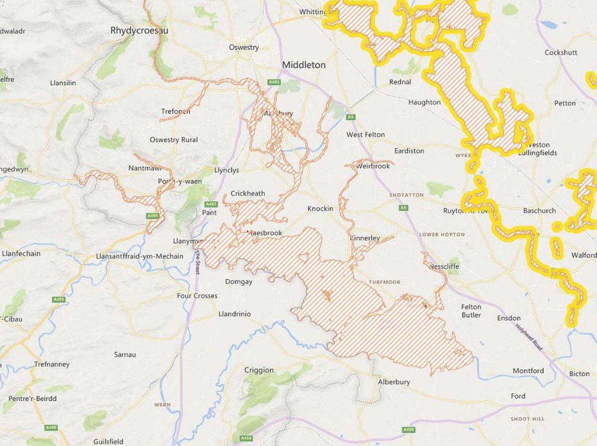 The area shaded in orange is covered by a flood alert. Image: Environment Agency