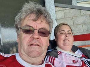 Maria and her dad Mervyn at Wrexham AFC