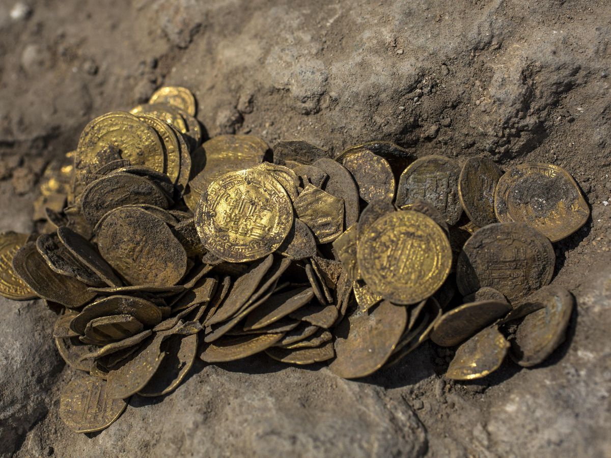 A hoard of gold coins discovered in central Israel