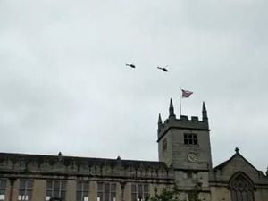 Helicopters seen circling above Shrewsbury were involved in filming for a Channel 4 show. Picture: Original Shrewsbury
