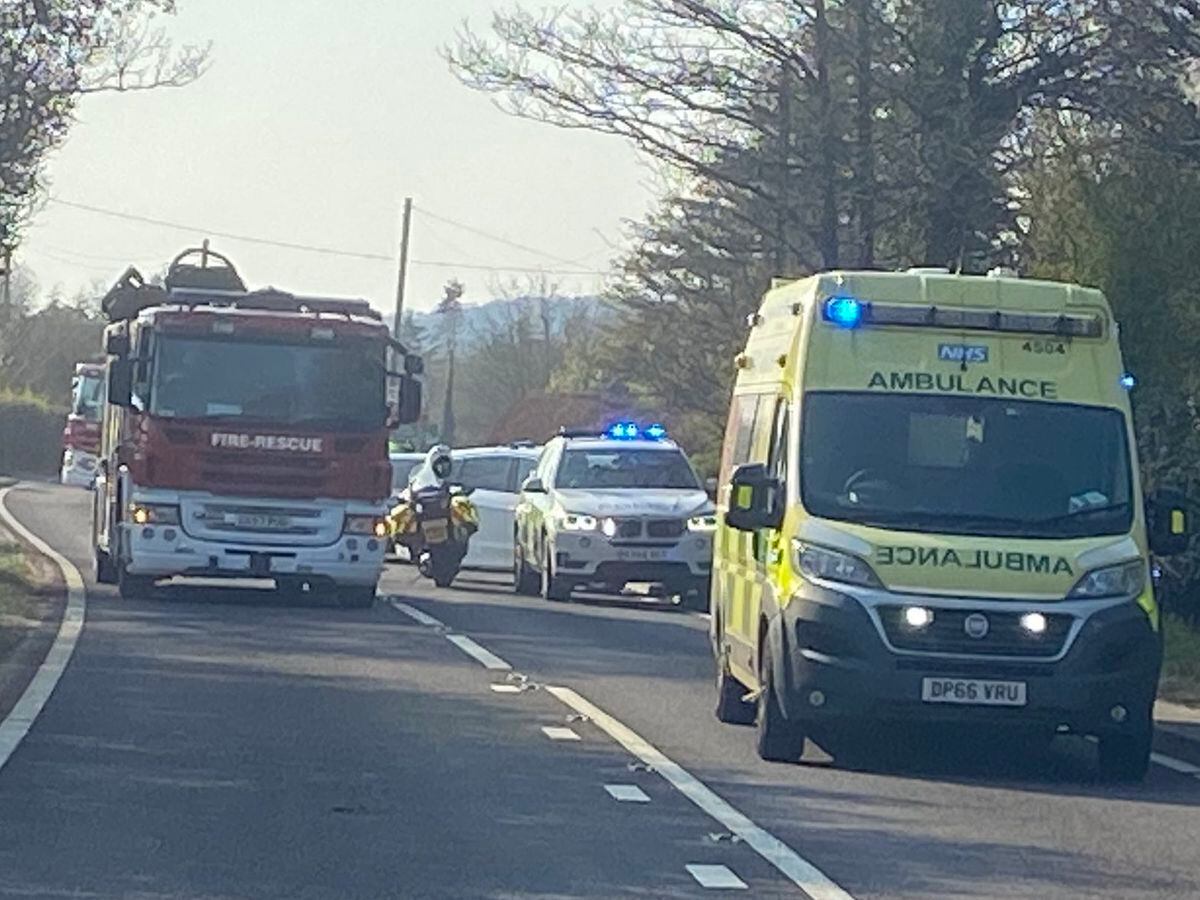 Emergency services at the scene of a crash on the A41 in April 2021. Photo: Market Drayton Fire Station