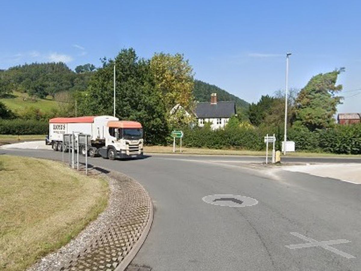 The Buttington Cross roundabout near Welshpool - from Google Streetview.