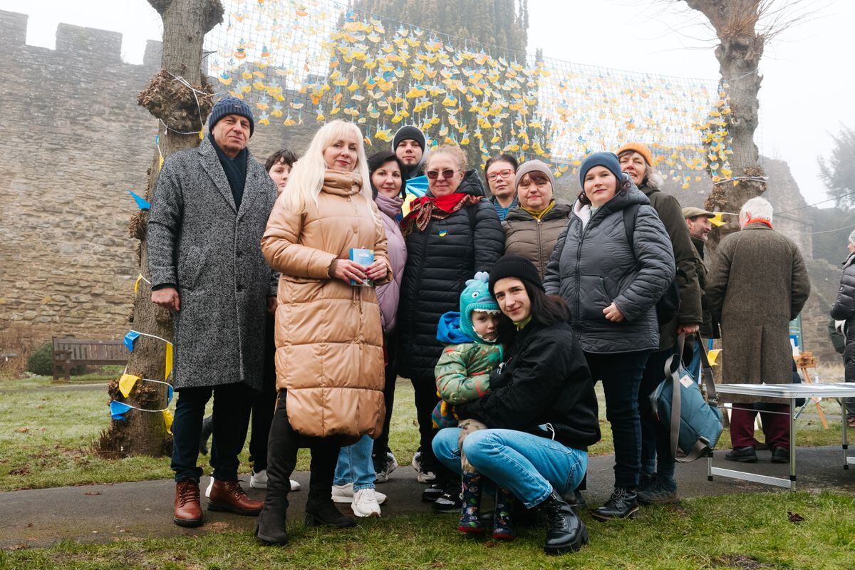 Svitlana Dzedzei was joined by fellow Ukrainians for the unveiling of the poignant artwork.
