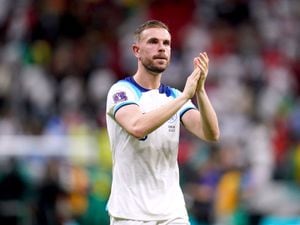 
              
England's Jordan Henderson applauds the fans at the end of the match during the FIFA World Cup Round of Sixteen match at the Al-Bayt Stadium in Al Khor, Qatar. Picture date: Sunday December 4, 2022. PA Photo. See PA story WORLDCUP England. Photo credit should read: Adam Davy/PA Wire.


RESTRICTIONS: Use subject to restrictions. Editorial use only, no 
commercial use without prior consent from rights holder.
            
