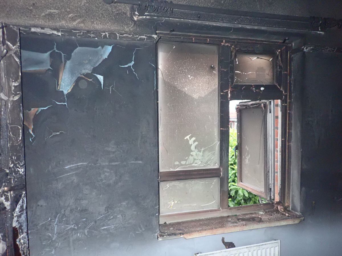 Internal fire damage at house bedroom. Photo: Shropshire Fire and Rescue Service
