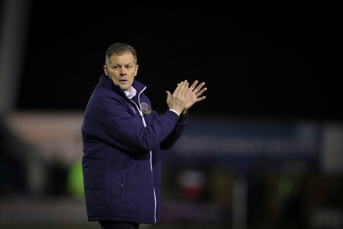 Steve Cotterill the head coach / manager of Shrewsbury Town reacts at full time. (AMA)