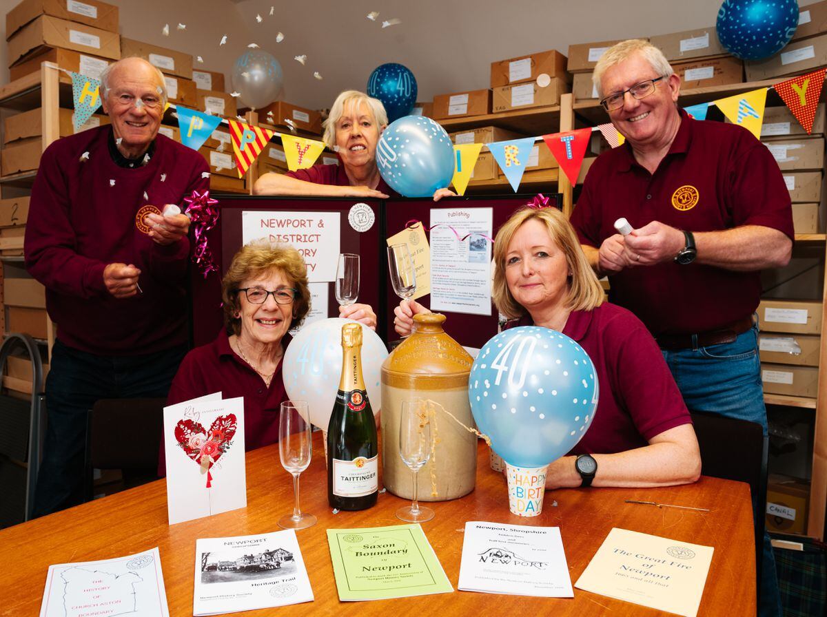 Newport History Society are getting ready to celebrate their 40th birthday. Pictured: Dave Hodson, Maggie Phillips, Linda Fletcher, Catherine Ross-Talbot and Donald Ross-Talbot.