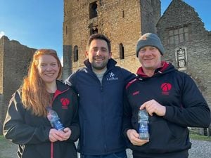 Pictured from left are Storm the Castle director Harriet Dearden, marketing manager at Radnor Hills, Chris Butler, and Storm the Castle director Andy Silvey.