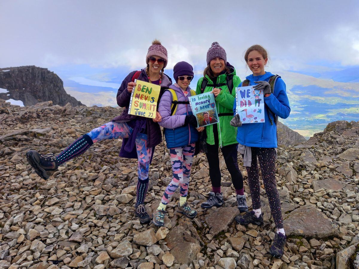 Sally, Mia, Christine and Eve on the summit of Ben Nevis 