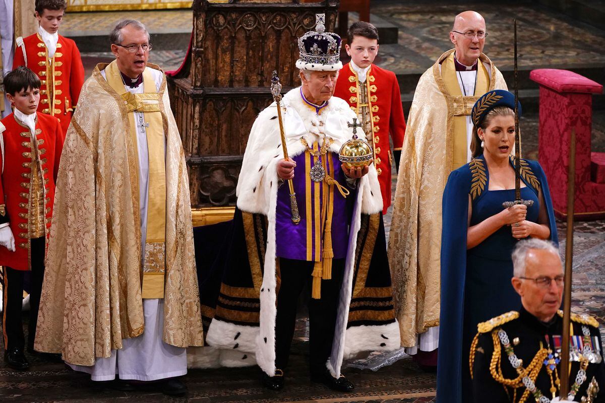 Councillor Sawbridge got to see Penny Mordaunt holding the Sword of State at the coronation service. Photo: Yui Mok/PA Wire.