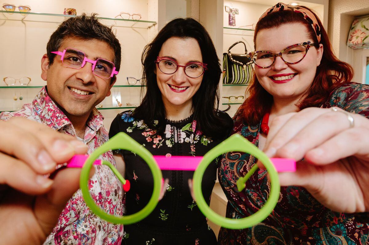 Style Optique in Market Drayton. From left: Sam Davé, Eva Davé and Zoe Witham