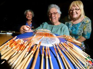 Members of Shrewsbury Lace Makers, Thelma Foster, Janet Foster and Gill Hubbard 