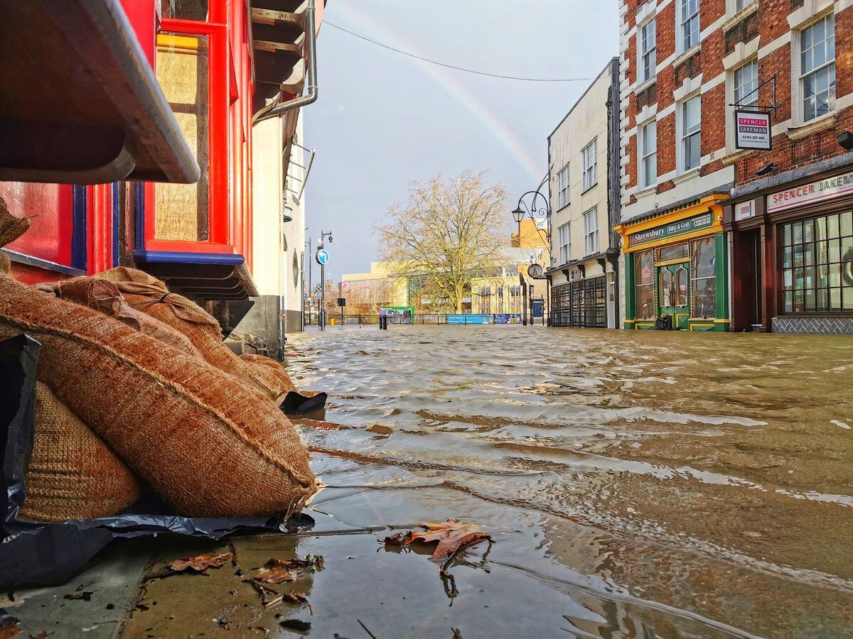 Shrewsbury has been hit by flooding this morning. Photo: Liam Ball/PA Wire