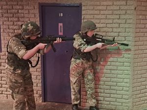 The Telford College students on the close quarter battle range.