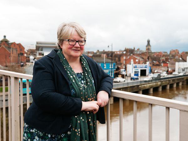 Environment Minister Therese Coffey on a visit to Shrewsbury