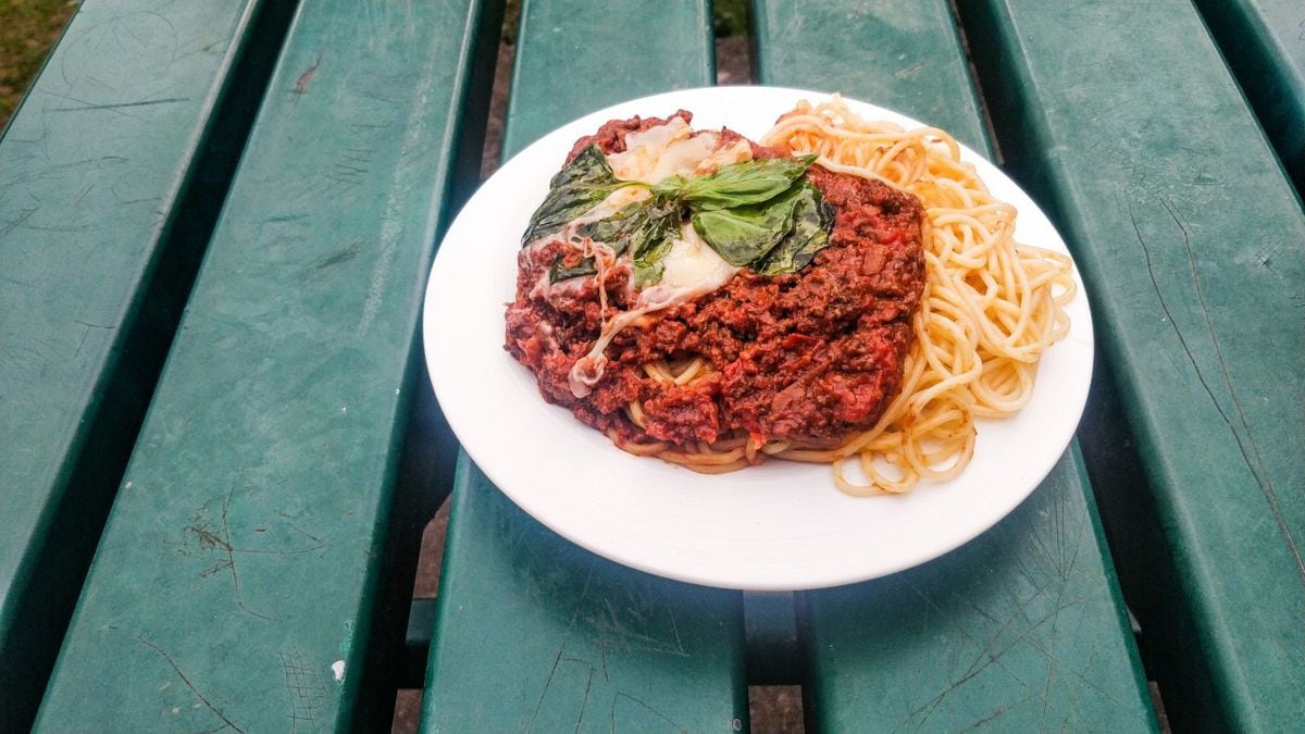 Spaghetti bolognese made with local beef