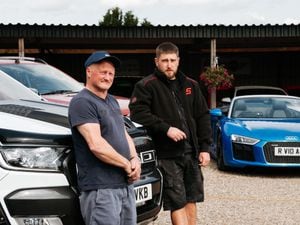 Marsh Lane Car Sales in Hinstock say they are at risk of closure because of the A41 roadworks. Pictured: Adrian and Shaun Slater 