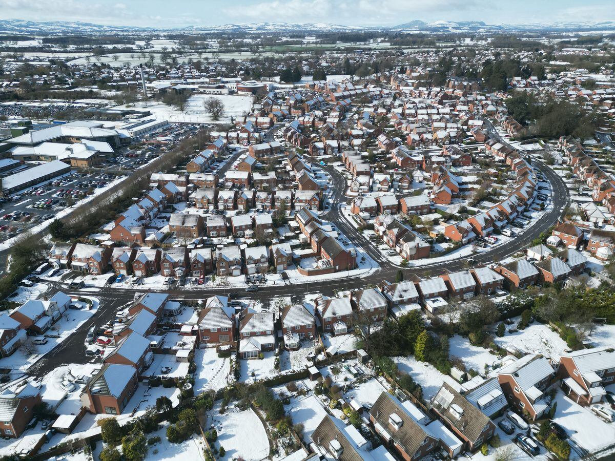 Shrewsbury on Friday morning, photographed by drone by Ross Jones of SY View