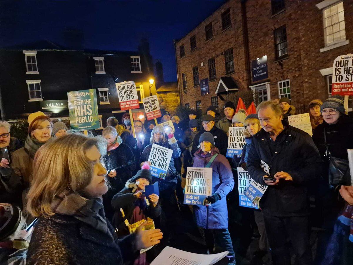 Torchlight vigils were held across Shropshire on Wednesday night, in support of striking NHS workers.
