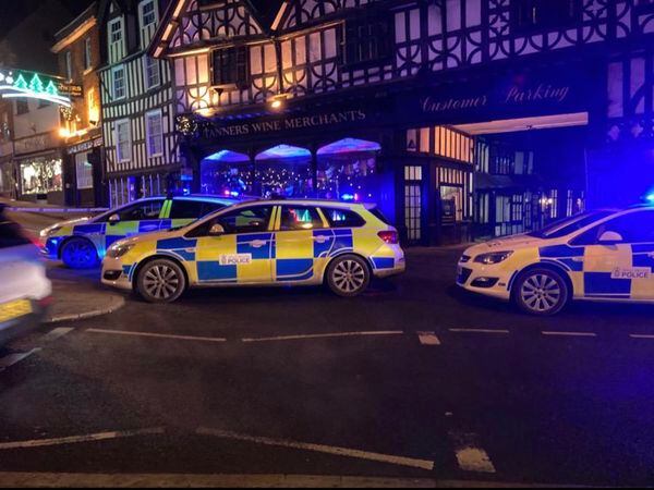Police in Shrewsbury on Thirsday night. Photo: Joe Powell @JoePowe28862766